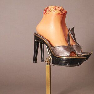 1990s Charles Jourdan Platform Silver Heels